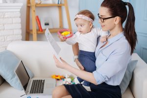 Female employee on family leave for newborn child